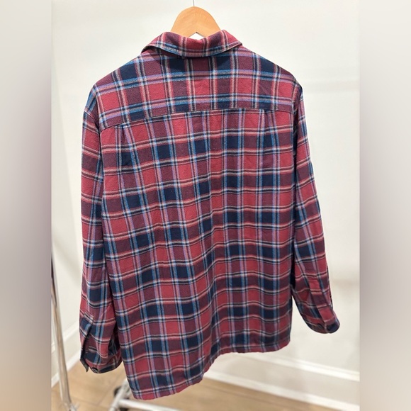 L.L. Bean Men's Burgundy and Blue Plaid Shirt - Picture 2 of 3